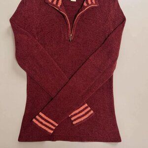 Maroon Sweater with Coral Stripes
